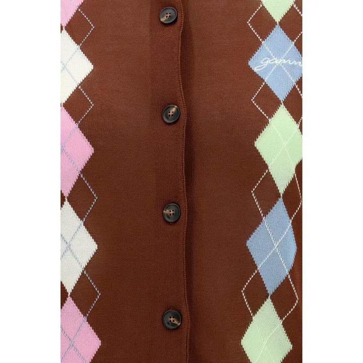 Ganni Brown Cotton Cardigan