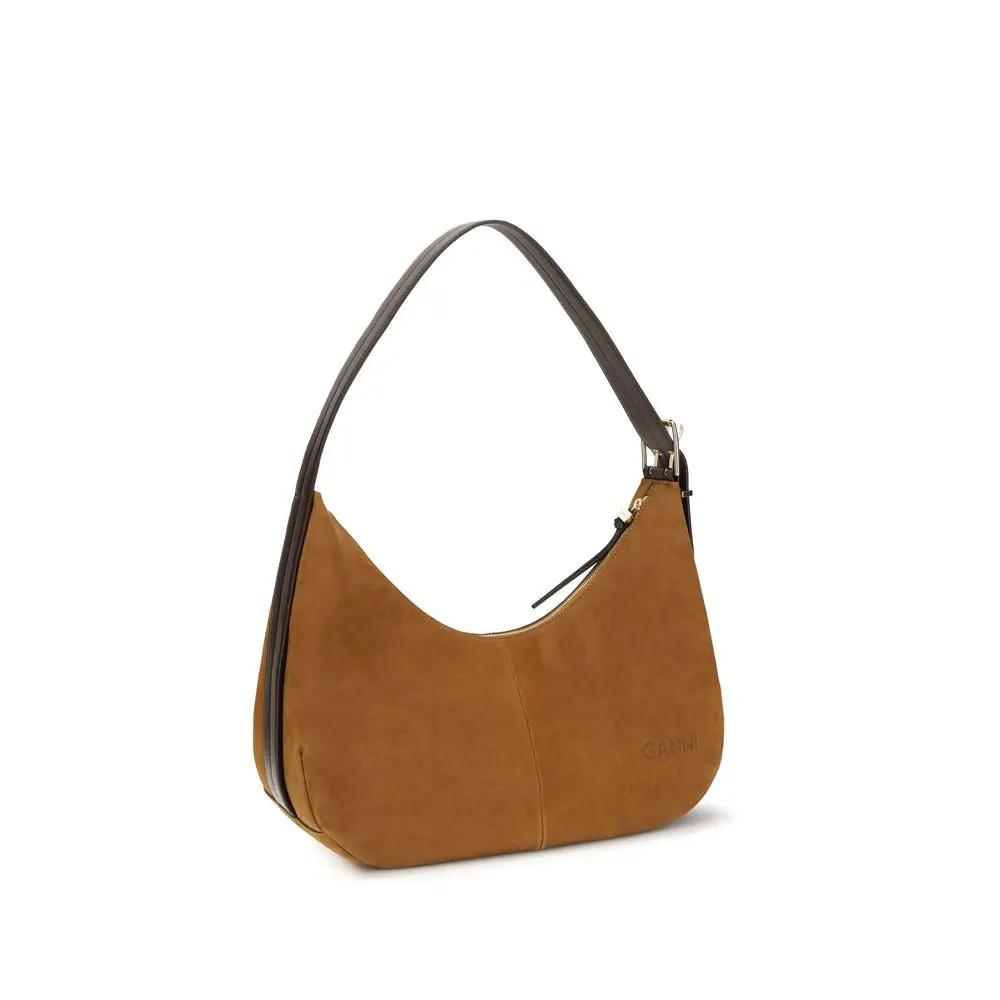Ganni Brown Recycled Polyester Shoulder Bag