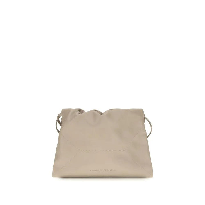 Brunello Cucinelli Beige Calf Leather Bos Taurus Shoulder Bag