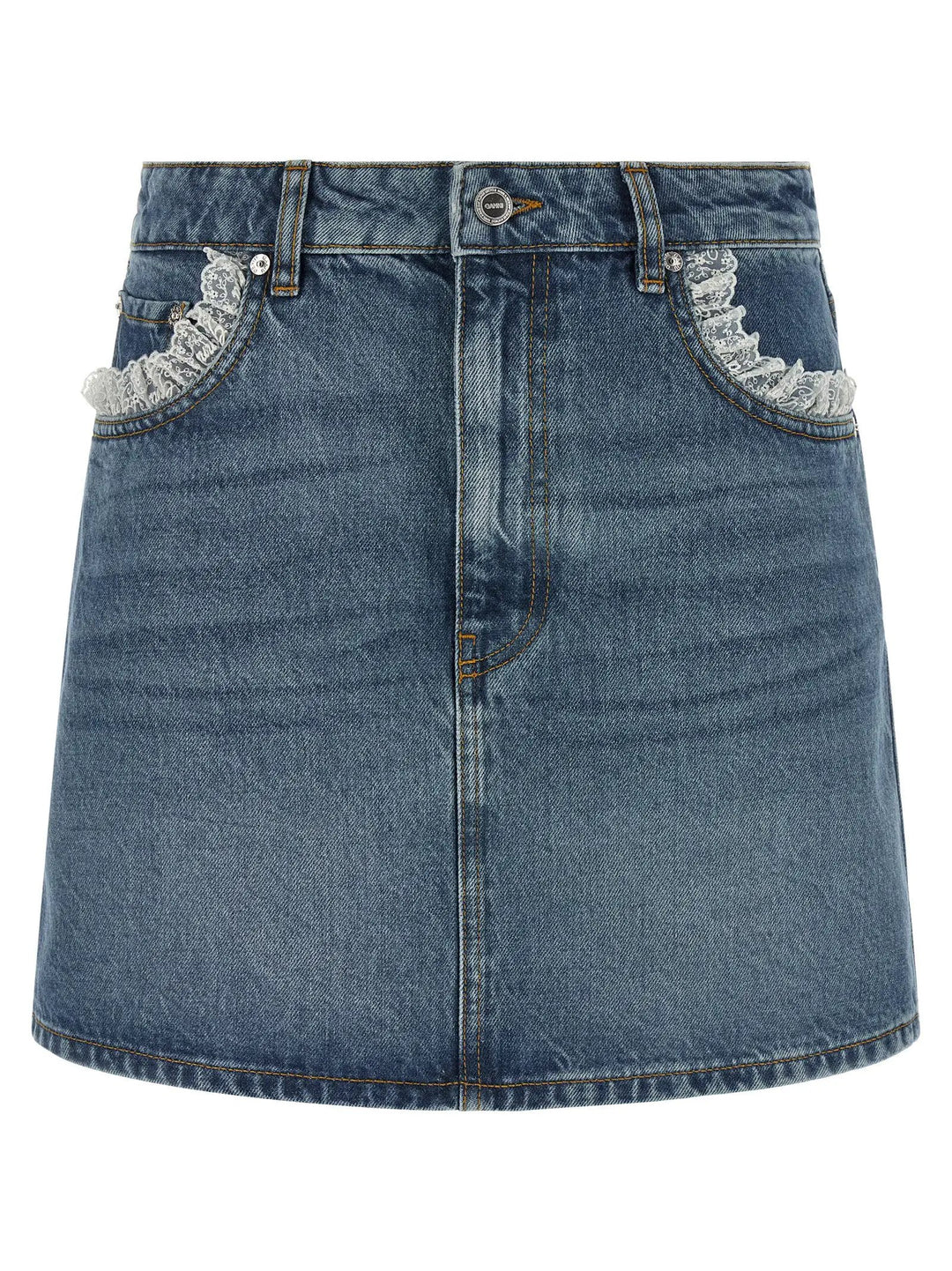 Ganni Blue Cotton Long Skirt