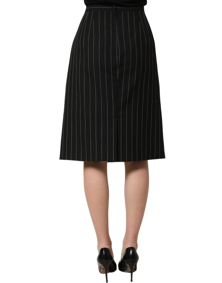 Dolce &amp; Gabbana Black Pinstriped HighWaist Pencil Cut Skirt