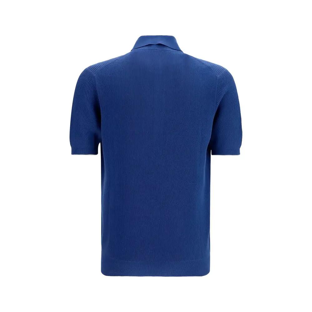 Brunello Cucinelli Sample Sale | Brunello Cucinelli Blue Cotton Polo Shirt - | Designer outlet