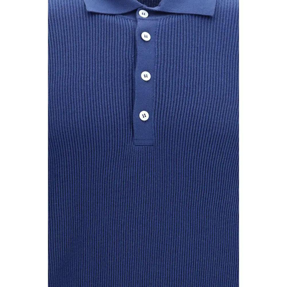 Brunello Cucinelli Sample Sale | Brunello Cucinelli Blue Cotton Polo Shirt - | Designer outlet