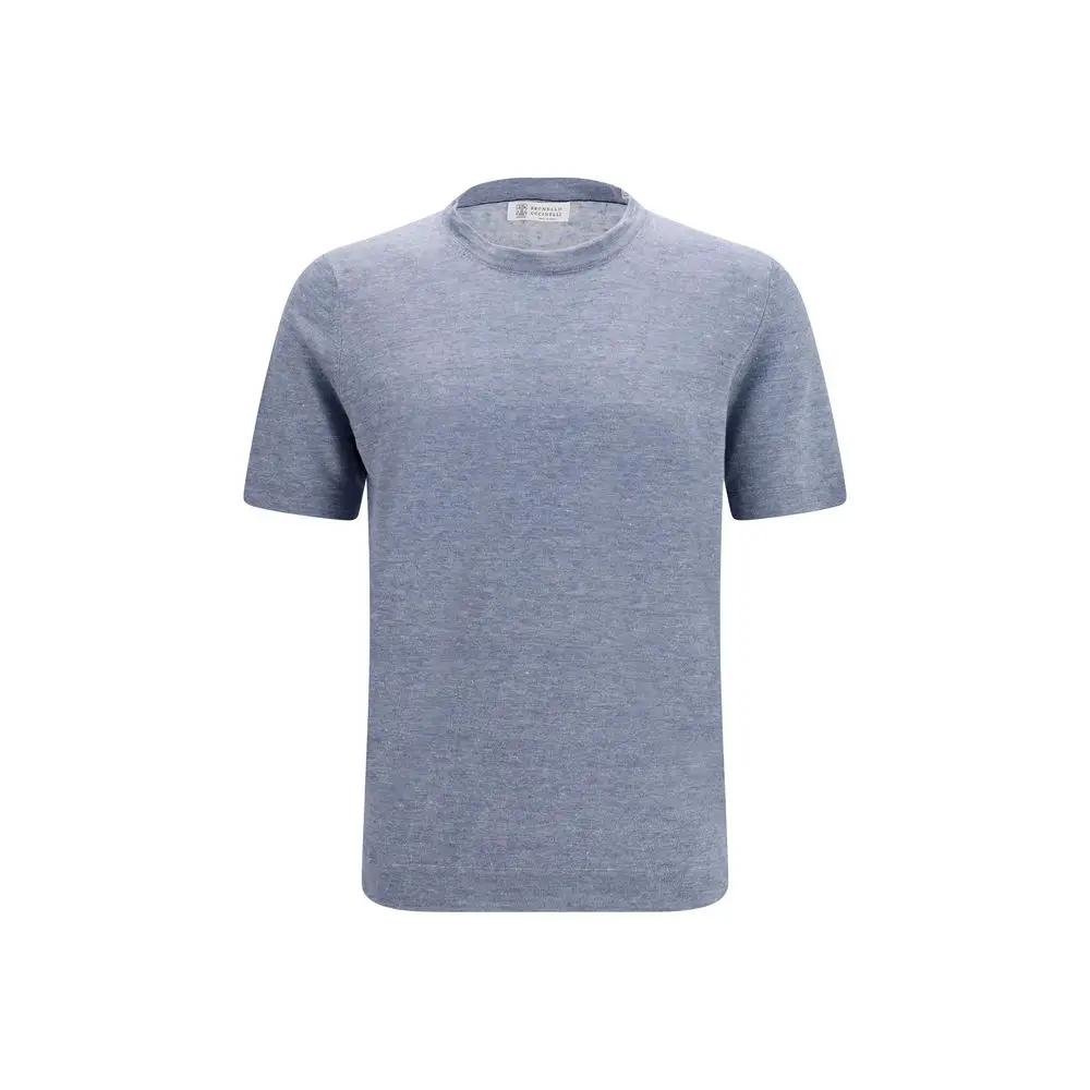 Brunello Cucinelli Sample Sale | Brunello Cucinelli Blue Linen T-Shirt - | Designer outlet