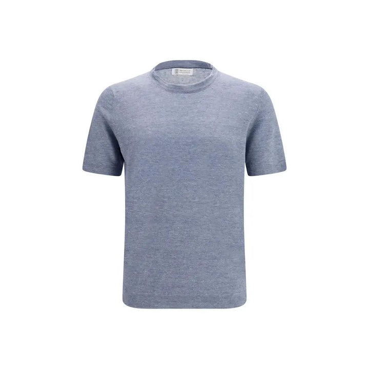 Brunello Cucinelli Sample Sale | Brunello Cucinelli Blue Linen T-Shirt - | Designer outlet