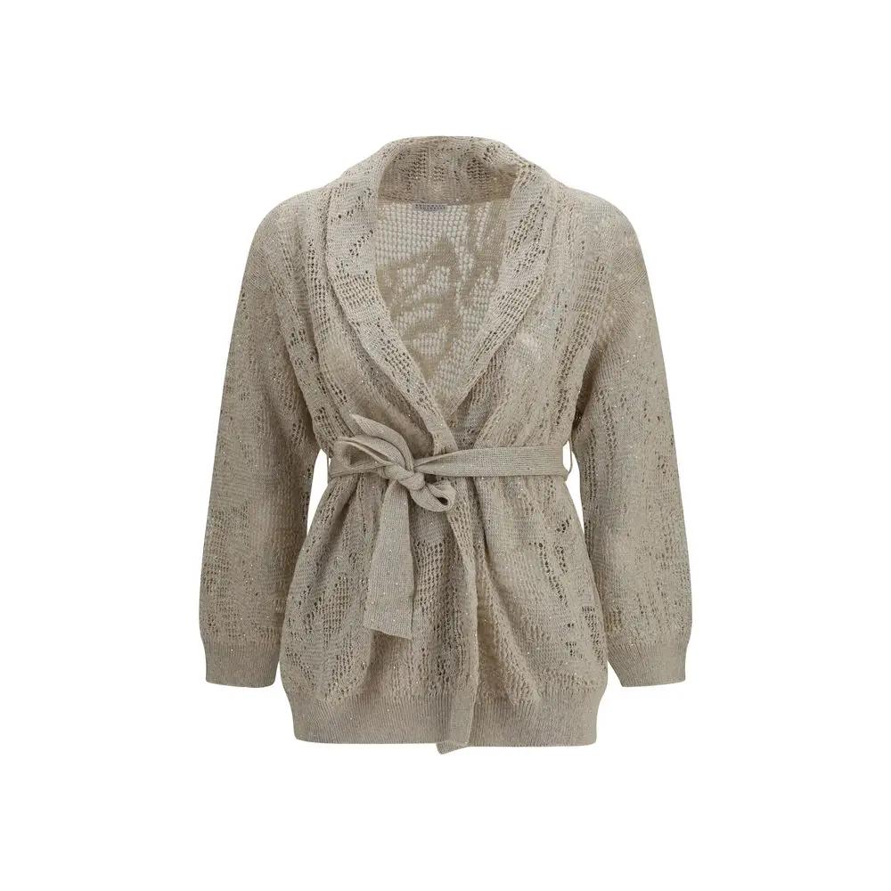 Brunello Cucinelli Sample Sale | Brunello Cucinelli Beige Linen Cardigan - | Designer outlet