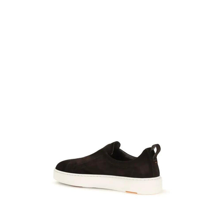 Santoni Brown Calf Leather Bos Taurus Sneakers