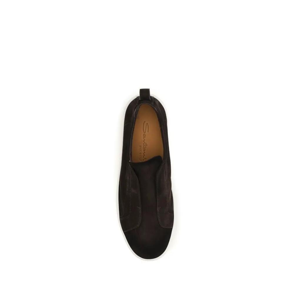 Santoni Brown Calf Leather Bos Taurus Sneakers
