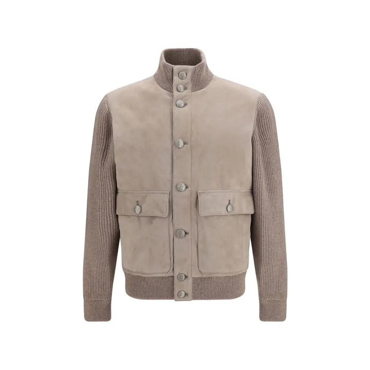 Brunello Cucinelli Sample Sale | Brunello Cucinelli Beige Calf Leather Bos Taurus Leather Jacket - | Designer outlet