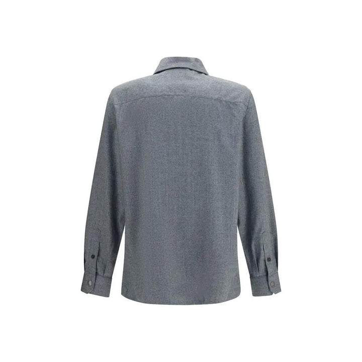 Brunello Cucinelli Gray Wool Oves Aries Shirt