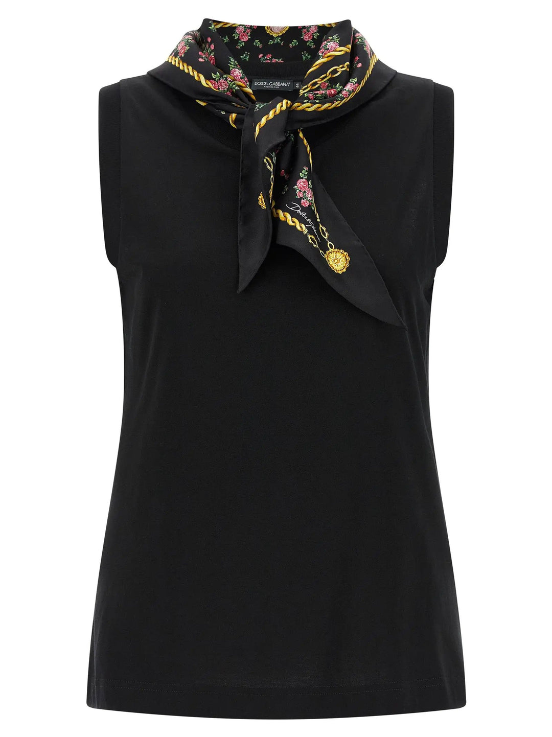 Dolce &amp; Gabbana Black Cotton Sleeveless T-Shirt