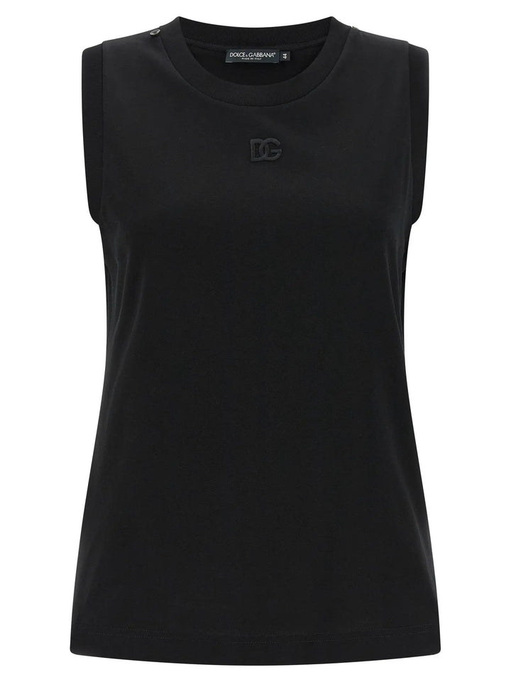 Dolce &amp; Gabbana Black Cotton Sleeveless T-Shirt