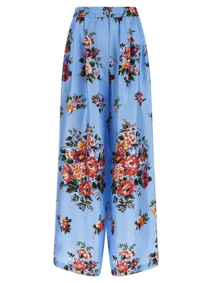 Dolce &amp; Gabbana Blue Silk Casual Pants