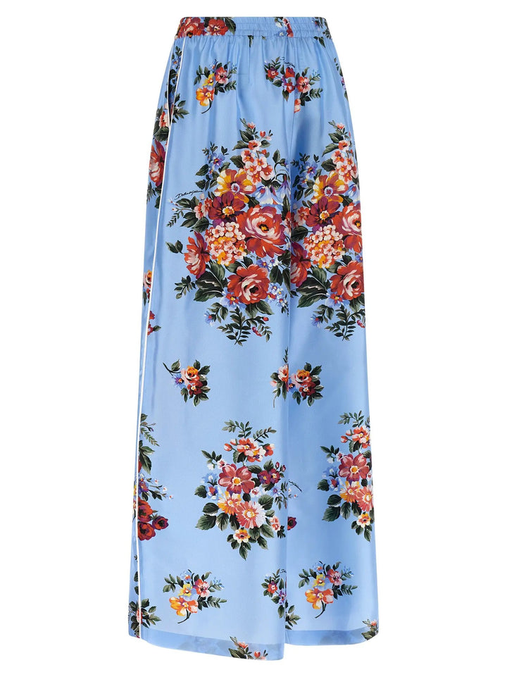 Dolce &amp; Gabbana Blue Silk Casual Pants
