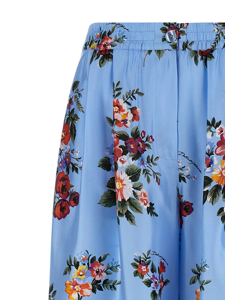 Dolce &amp; Gabbana Blue Silk Casual Pants