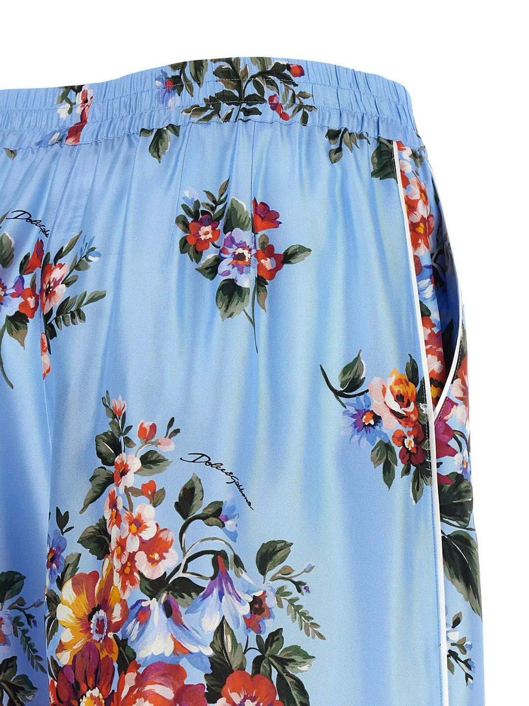 Dolce &amp; Gabbana Blue Silk Casual Pants
