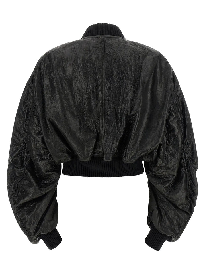 Rick Owens Black Lamb Leather Leather Jacket