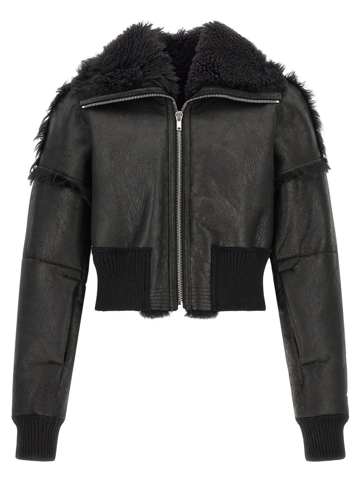 Rick Owens Black Lamb Fur Leather Jacket