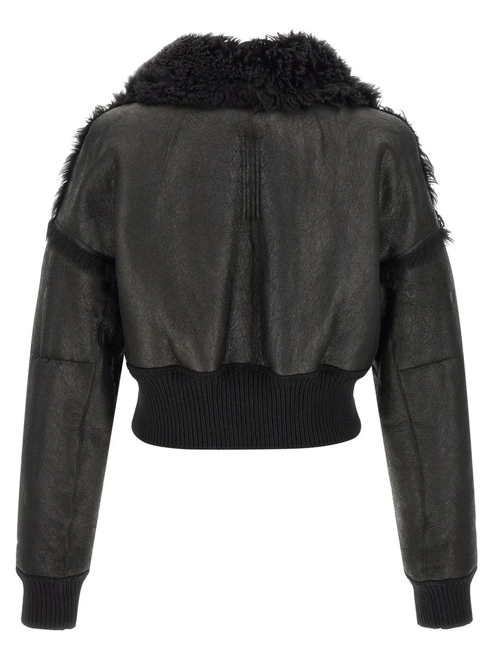 Rick Owens Black Lamb Fur Leather Jacket