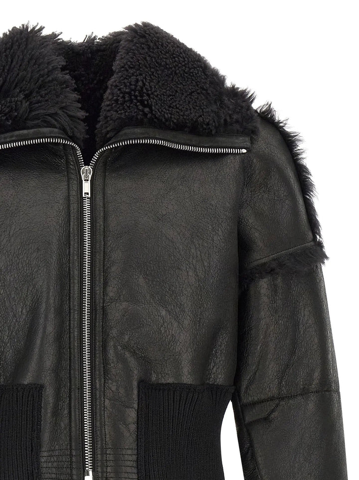 Rick Owens Black Lamb Fur Leather Jacket