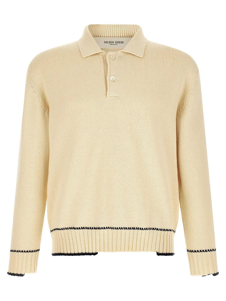 Golden Goose White Cotton Polo Shirt