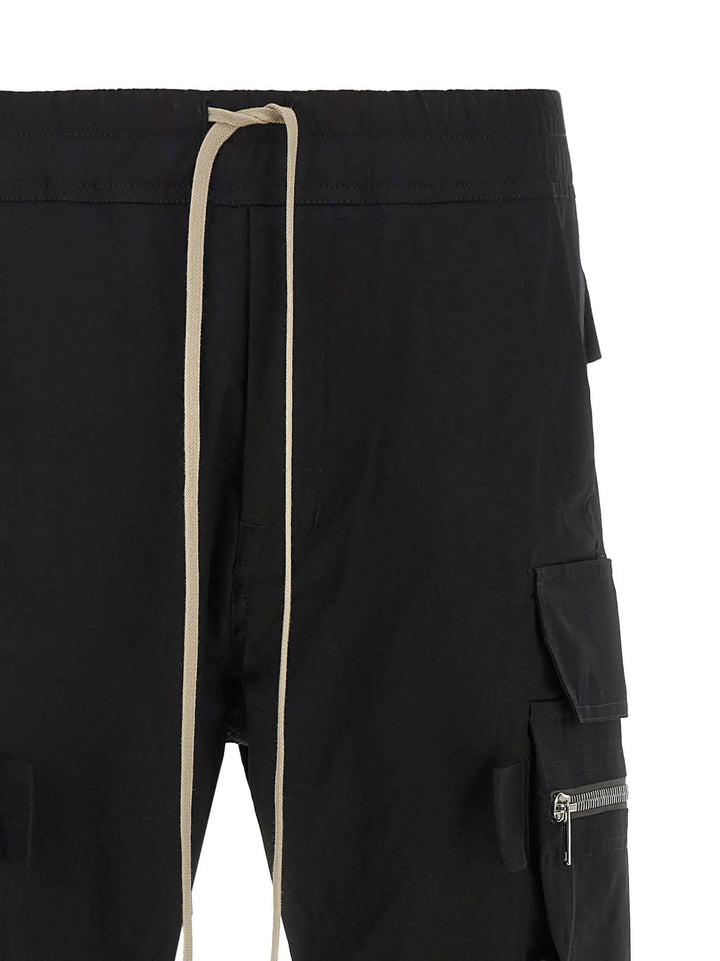 Rick Owens Black Cotton Cargo Pants