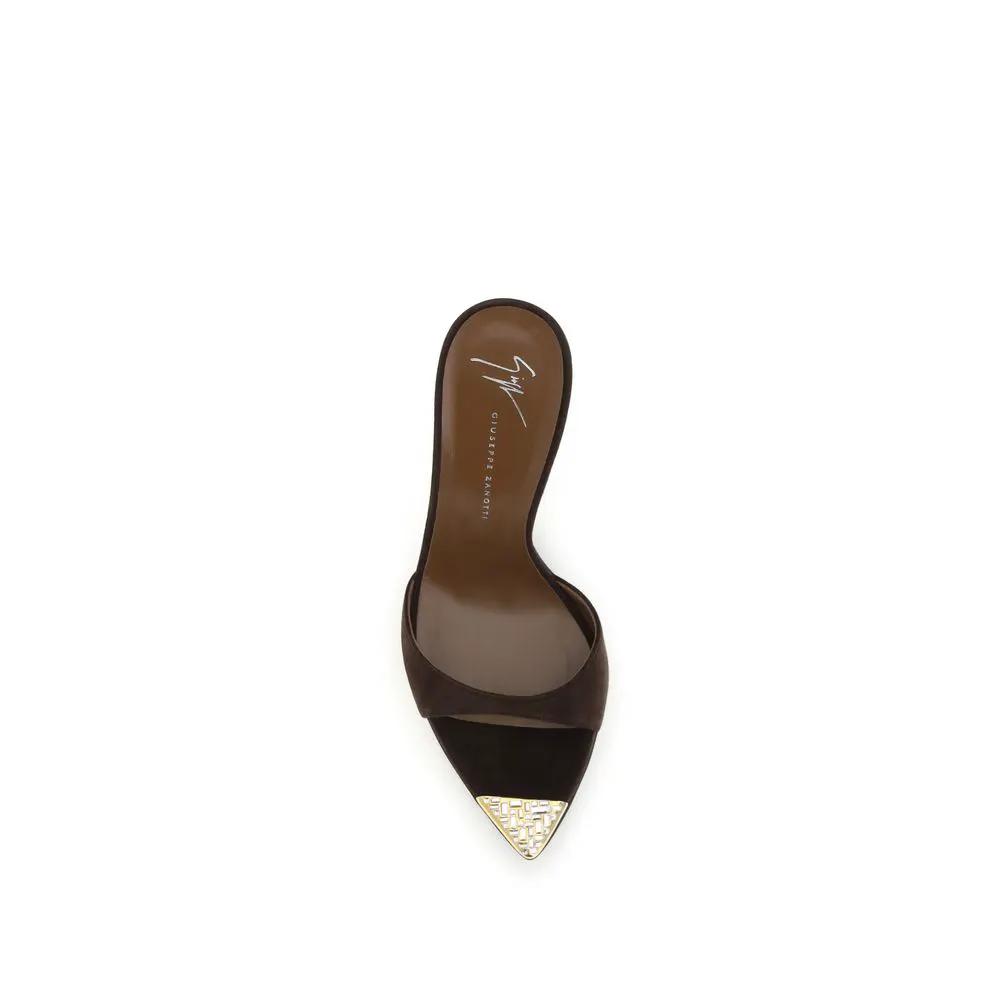 Giuseppe Zanotti Brown Calf Leather Bos Taurus Stiletto Heel Sandals