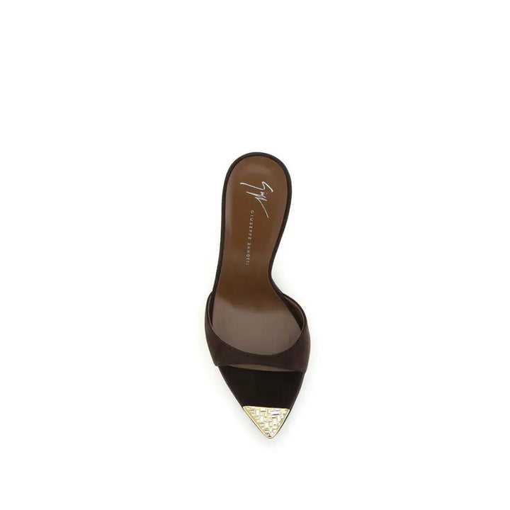 Giuseppe Zanotti Brown Calf Leather Bos Taurus Stiletto Heel Sandals