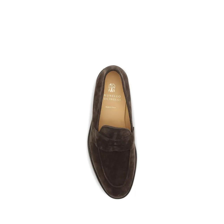 Brunello Cucinelli Brown Calf Leather Bos Taurus Slip-On Loafers
