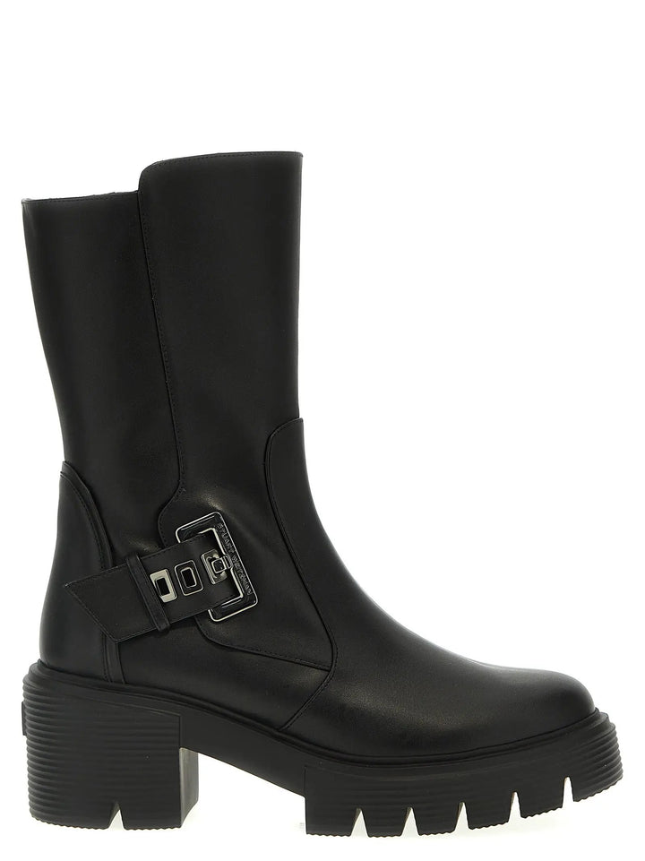 Stuart Weitzman Black Calfskin Ankle Boots