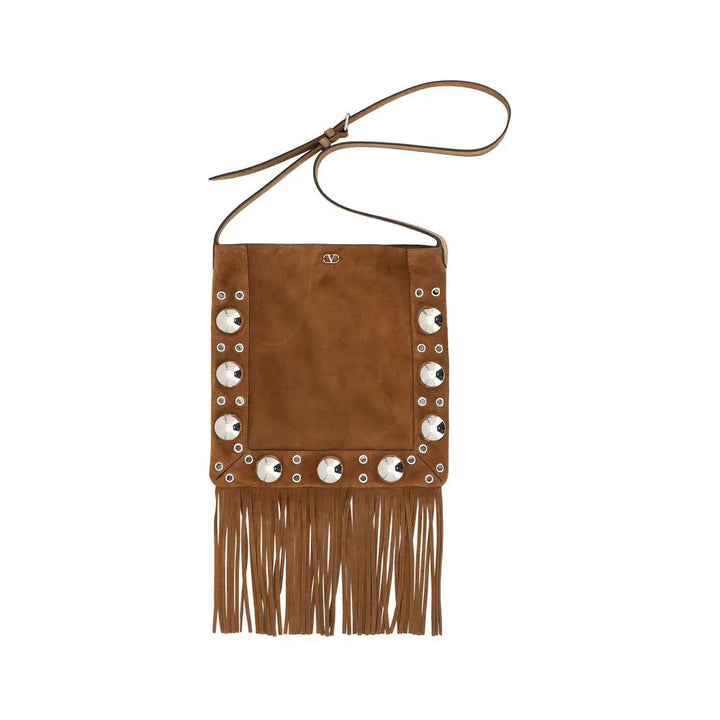 Valentino Garavani Brown Calf Leather Bos Taurus Shoulder Bag
