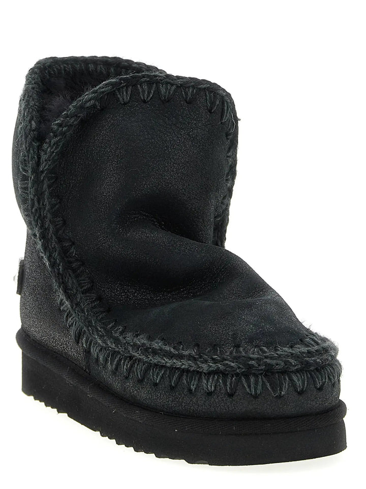 Mou Black Lamb Leather Ankle Boots