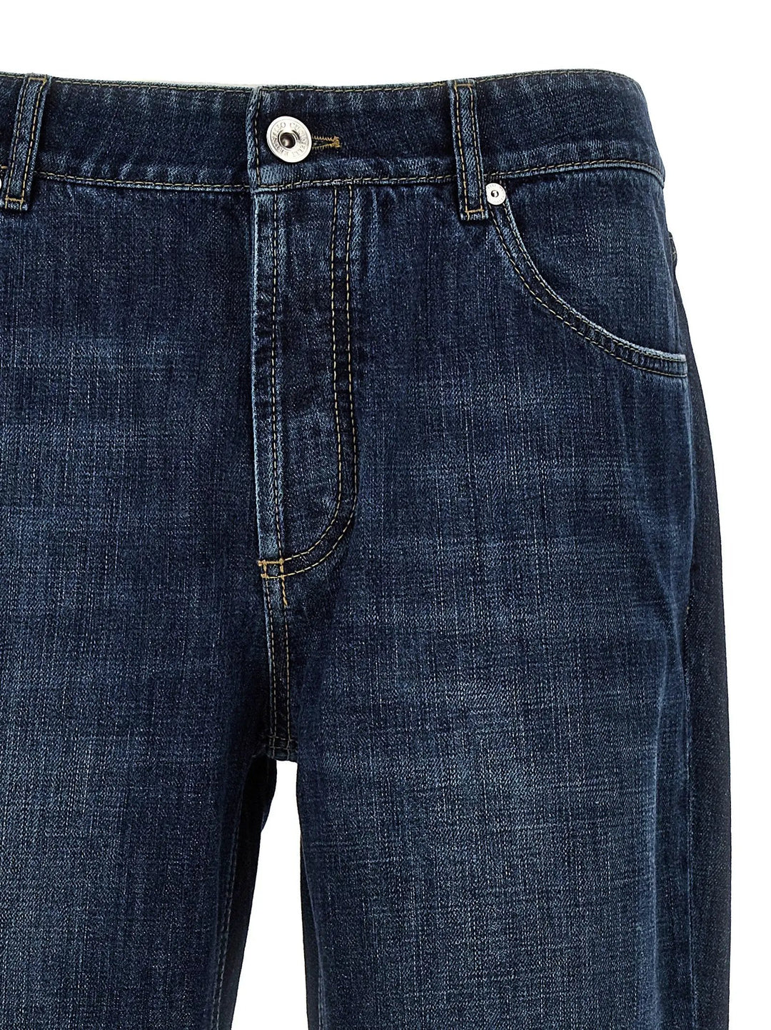 Brunello Cucinelli Blue Cotton Straight-Leg Jeans