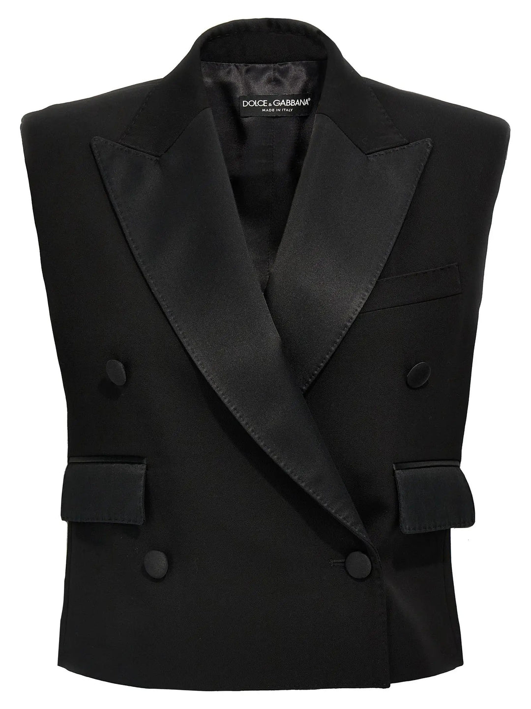 Dolce &amp; Gabbana Black Silk Sleeveless Jacket