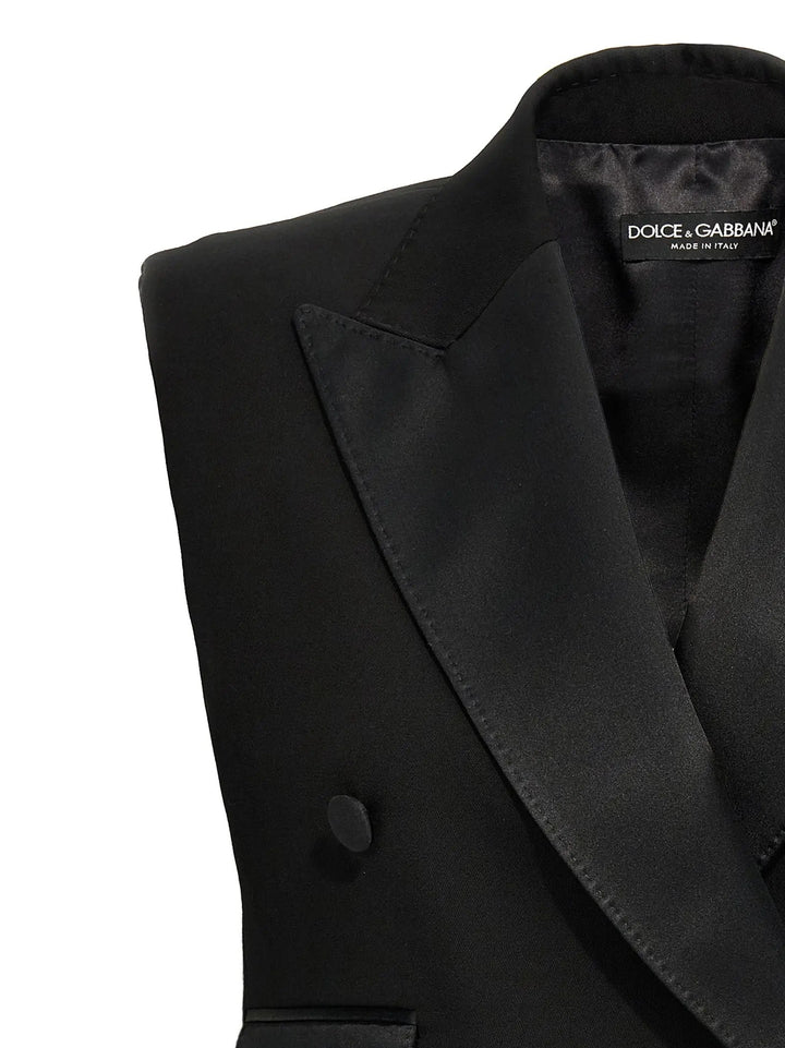 Dolce &amp; Gabbana Black Silk Sleeveless Jacket