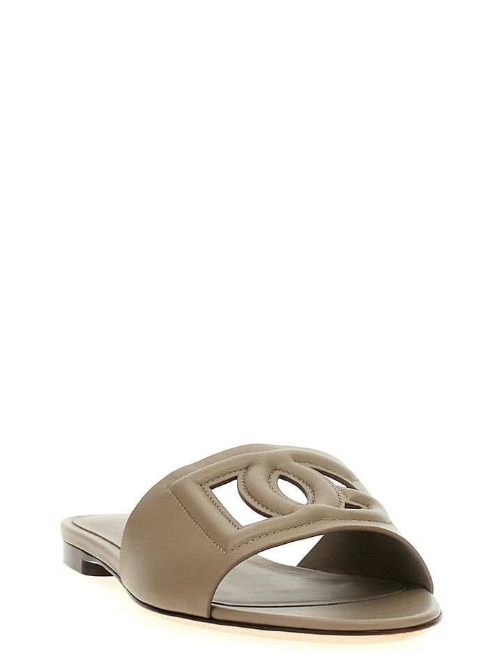 Dolce &amp; Gabbana Gray Calfskin Slides
