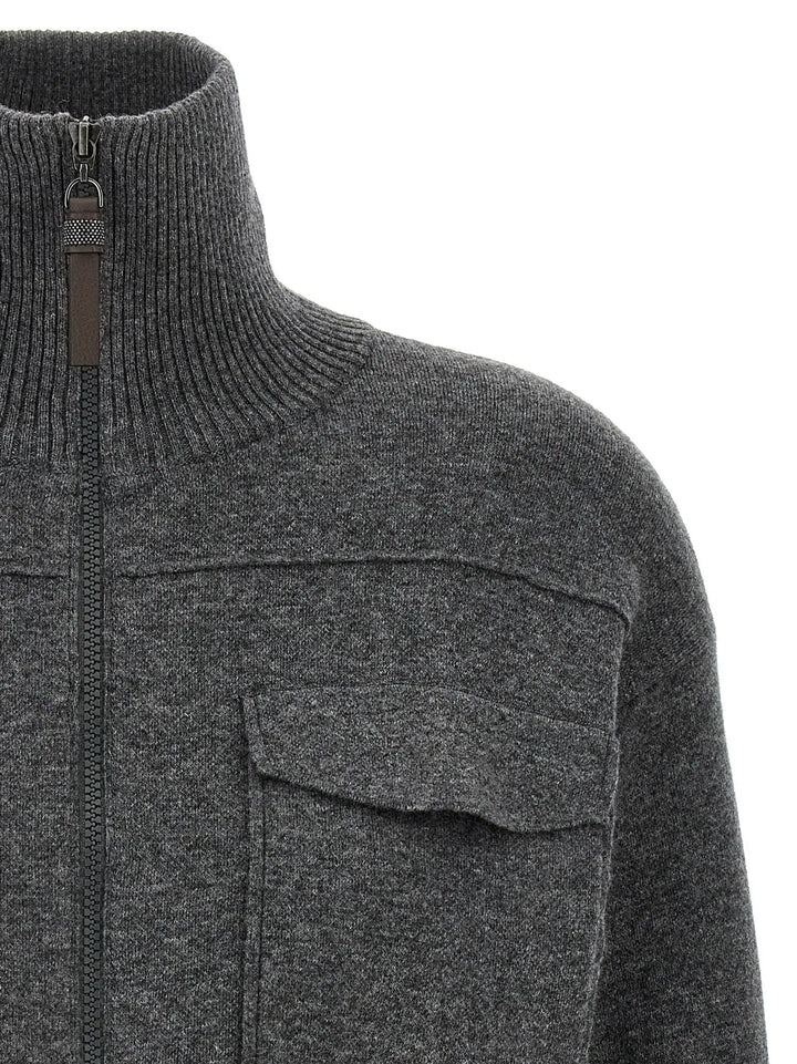 Brunello Cucinelli Gray Cashmere Cardigan