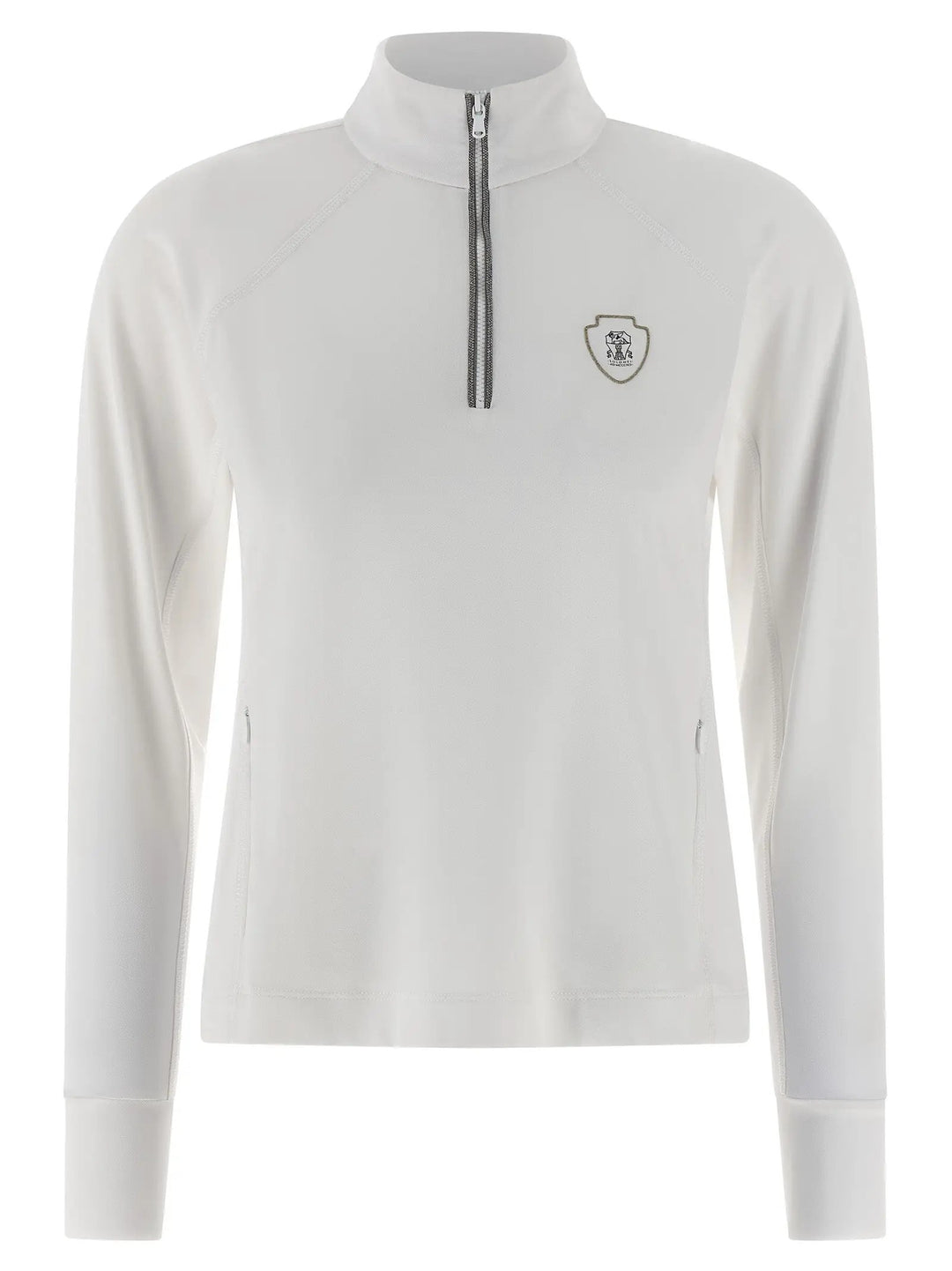Brunello Cucinelli White Techno Half-Zip Sweater