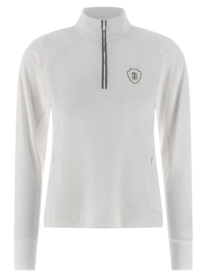 Brunello Cucinelli White Techno Half-Zip Sweater