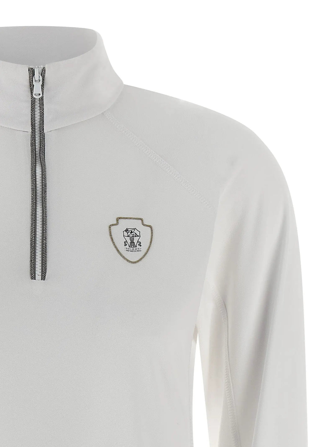 Brunello Cucinelli White Techno Half-Zip Sweater