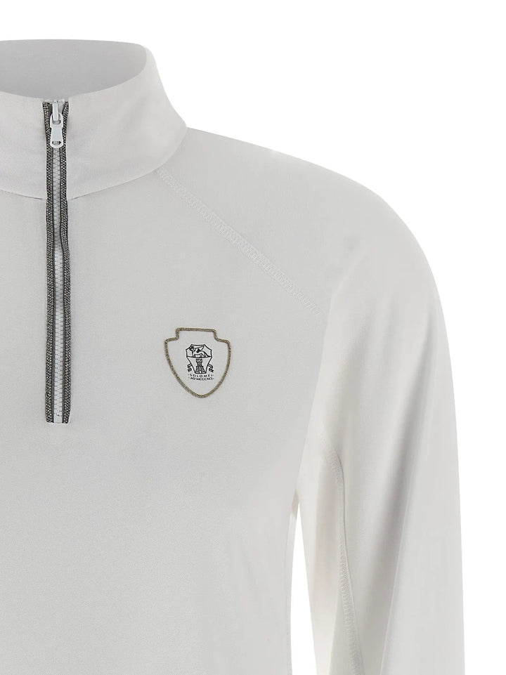 Brunello Cucinelli White Techno Half-Zip Sweater