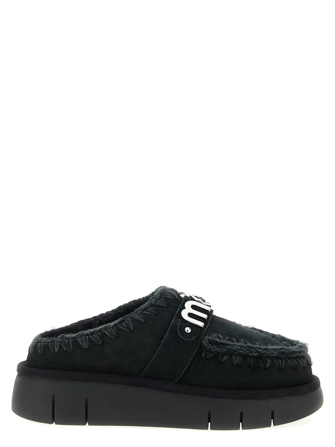 Mou Black Lamb Leather Clogs