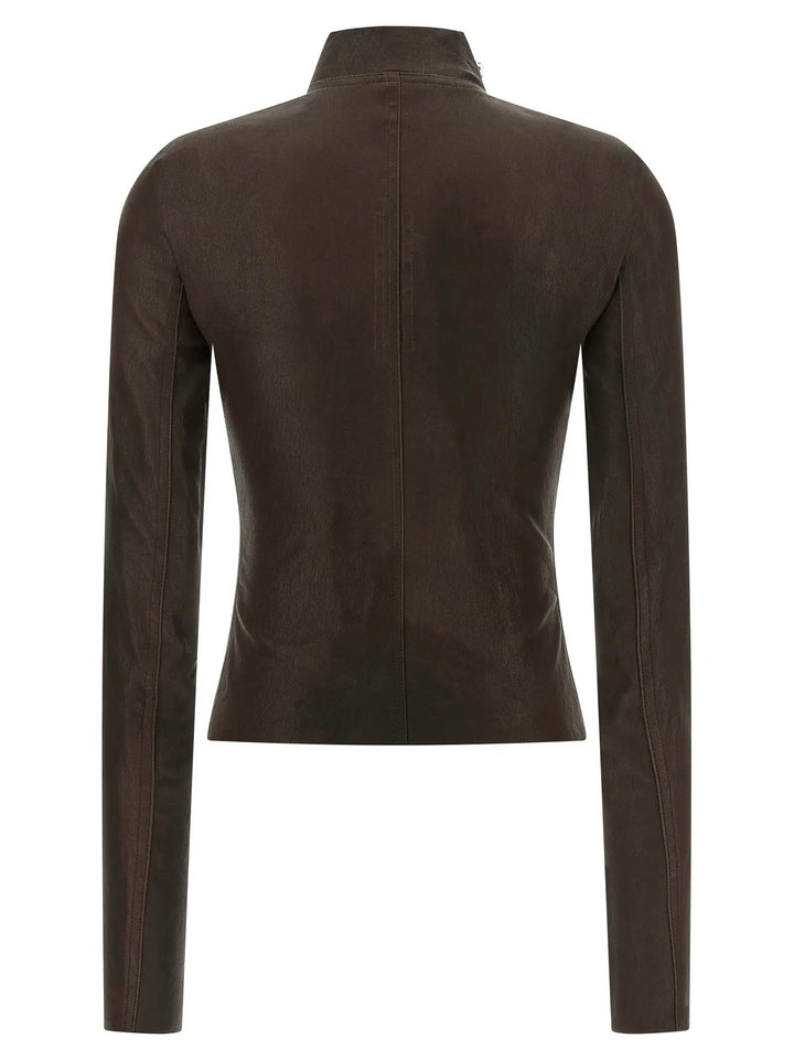 Rick Owens Brown Lamb Leather Leather Jacket