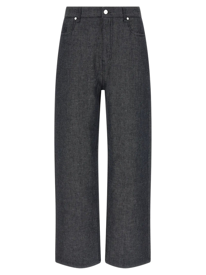 Fendi Gray Linen Straight-Leg Jeans