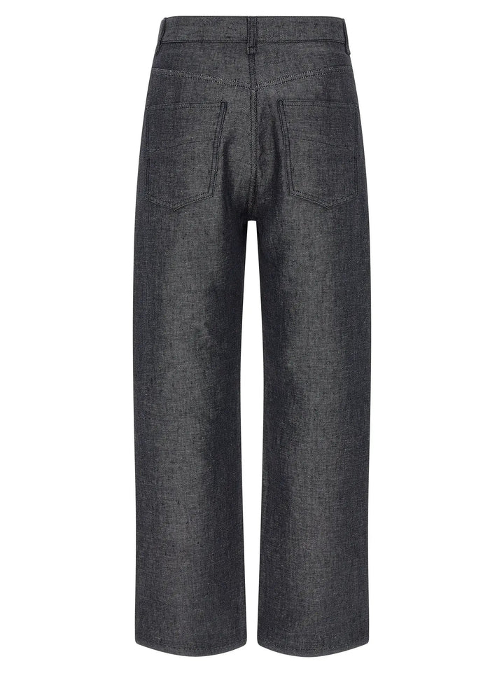 Fendi Gray Linen Straight-Leg Jeans