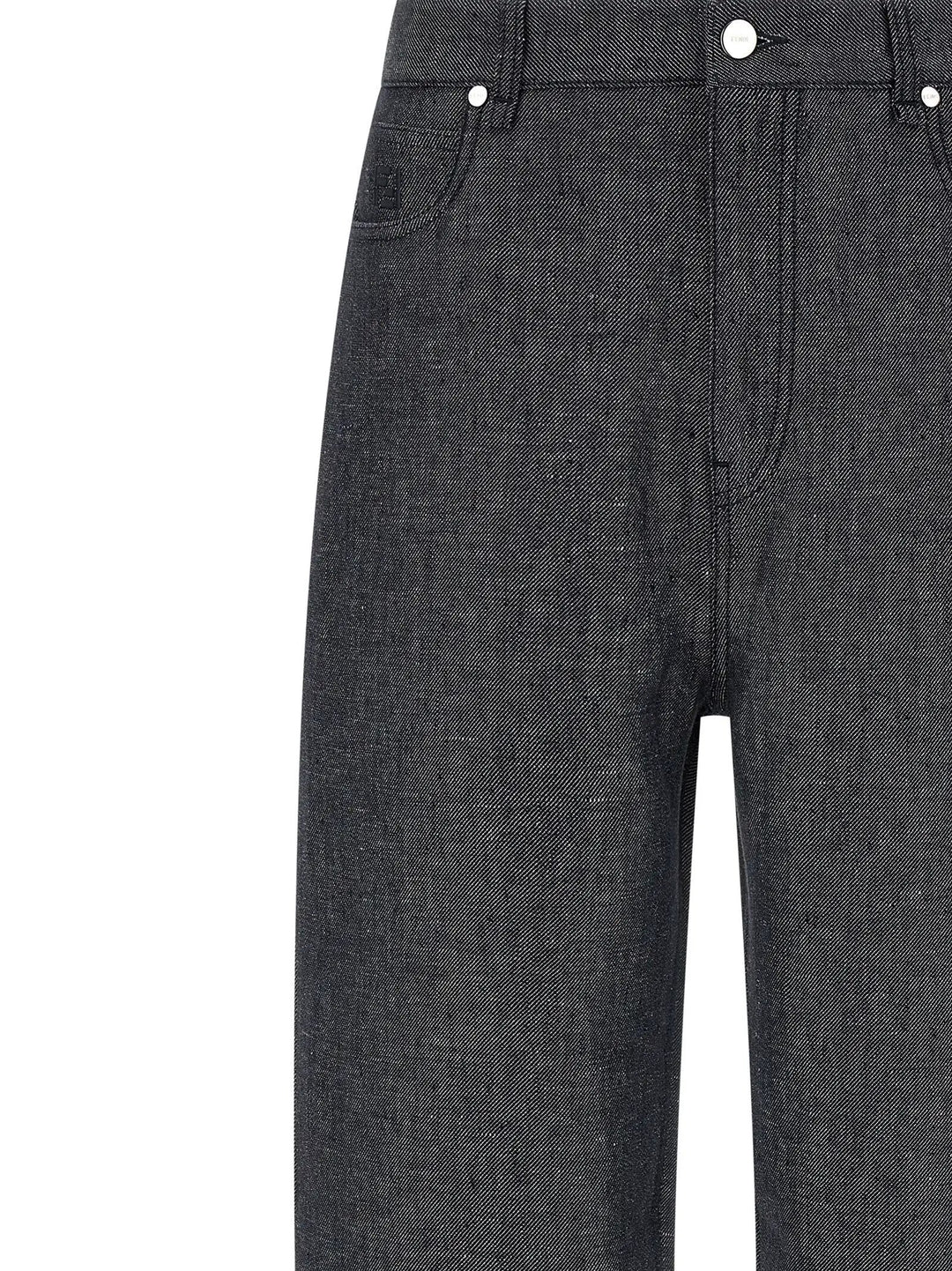 Fendi Gray Linen Straight-Leg Jeans