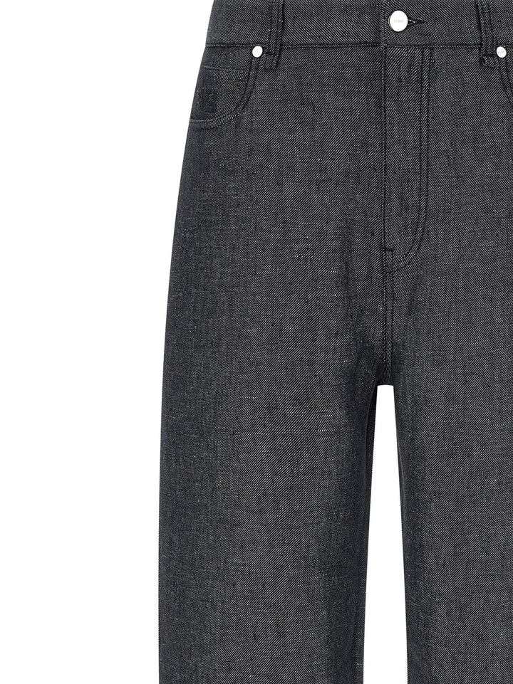 Fendi Gray Linen Straight-Leg Jeans