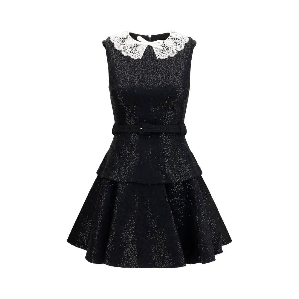 Self-Portrait Black Polyester Casual Dress