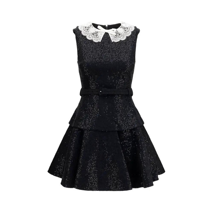 Self-Portrait Black Polyester Casual Dress