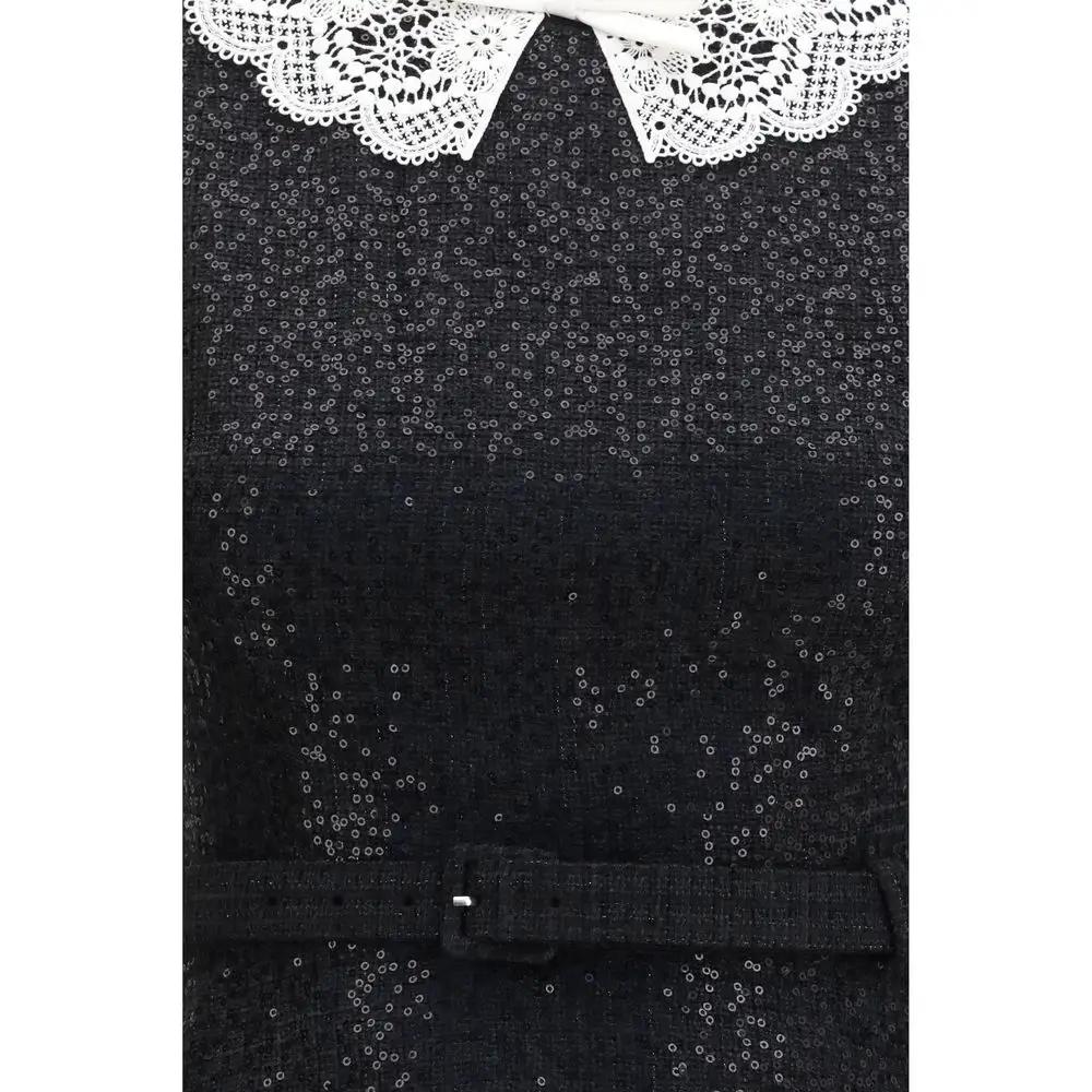 Self-Portrait Black Polyester Casual Dress